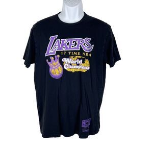Mitchell & Ness Los Angeles Lakers 17 Time World Champions Shirt Men Large Black